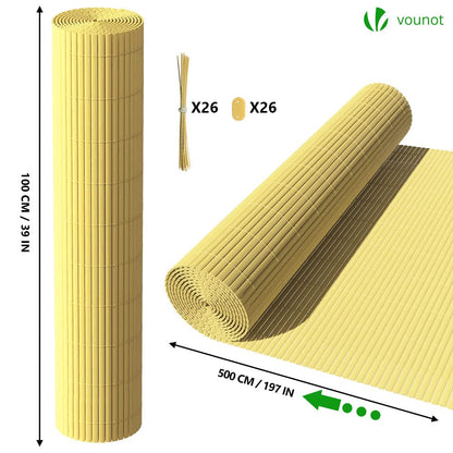VOUNOT PVC Privacy Screening Fence 100 x 500 cm, Double Reinforced Struts Privacy Protection for Garden, Balcony and Terrace, Wind and Sun Protection