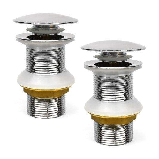 Xcel Home 2x Unslotted Dome Click Clack Basin Waste Chrome Brass Replacement Pop Up Bathroom Toilet Sink Plug