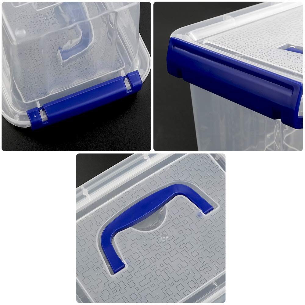 Xowine 3 L Clear Plastic Storage Box, Set of 6 Small Latching Box with Lid