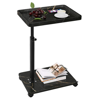 Kiss Me C Shaped Side Table, Height Adjustable, 360° Swivel With Wheels