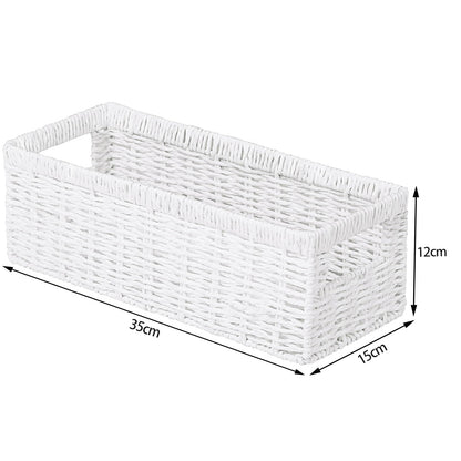 Vagusicc Wicker Storage Baskets with Handle, Handwoven Set of 2 Storage Baskets for Shelves, Wicker Organizer Basket, Toilet Paper Basket