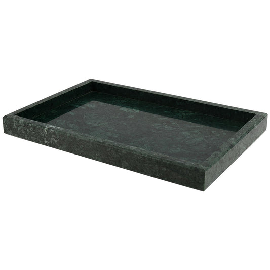 DAKFOOK Green Natural Marble Stone Tray, 30 x 20cm Rectangle Bathroom Tray, Decorative Vanity Organiser Dish for Coffee Table, Kitchen Counter