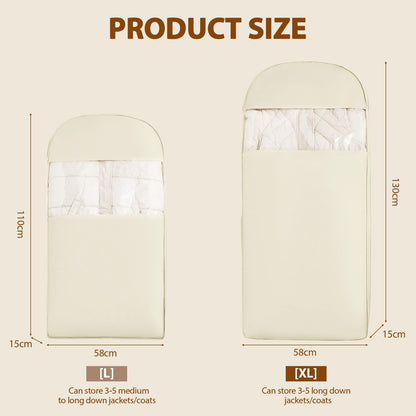 Space Saving Hanging Garment Bag with Self Compression Zipper, Heavy Duty Clothes Storage Organiser for Coats Down Jackets Suits