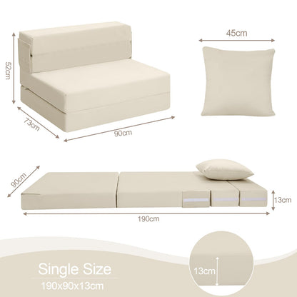 MeMoreCool Folding Floor Mattress Single, Fold Out Sofa Chair, Beige