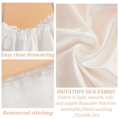 NBEADS 12 Pcs Drawstring Bag for Handbag, 40x51cm White Large Size Drawstring Storage Bags Big Imitation Silk Gift Jewelry Bags Travel Storage