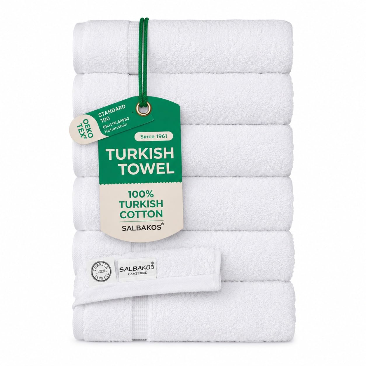 SALBAKOS Luxury Hotel and Spa Turkish Cotton Eco-Friendly Hand Towel Set Hand Towel 6 Pieces White