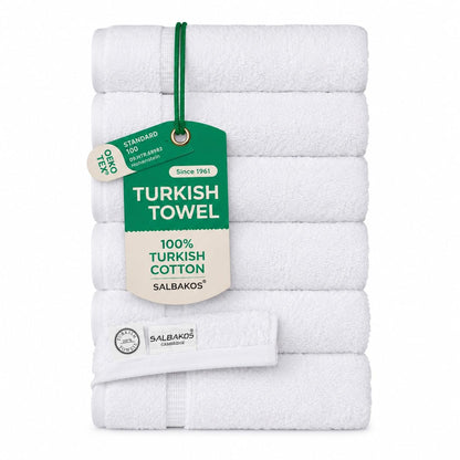 SALBAKOS Luxury Hotel and Spa Turkish Cotton Eco-Friendly Hand Towel Set Hand Towel 6 Pieces White