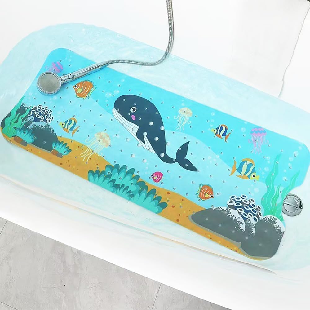 100x40cm Bath Mat Cartoon Tub Mat Non-Slip Shower Bathtub Mat Extra Long