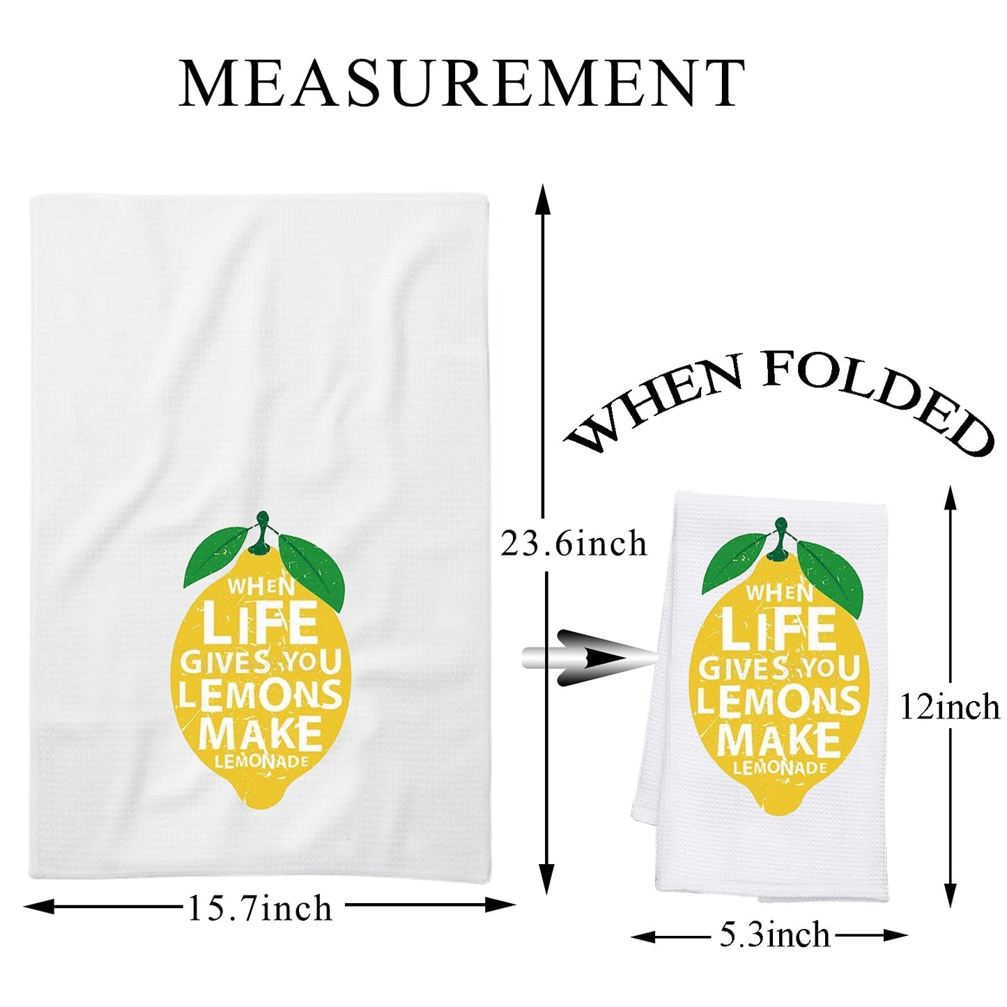 PLITI When Life Gives You Lemons Make Lemonade Novelty Kitchen Towels with Sayings Flour Sack Cotton Hand Towel (Make lemonade towelU)