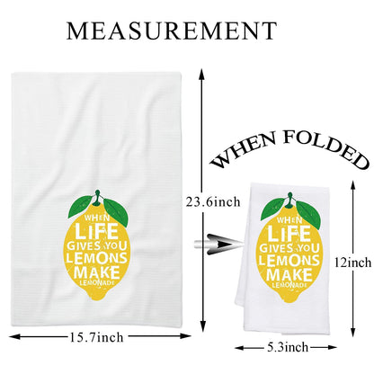 PLITI When Life Gives You Lemons Make Lemonade Novelty Kitchen Towels with Sayings Flour Sack Cotton Hand Towel (Make lemonade towelU)