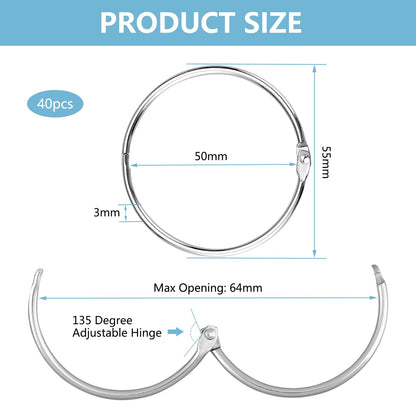 40 Pieces Large Shower Curtain Rings, Metal Curtain Ring