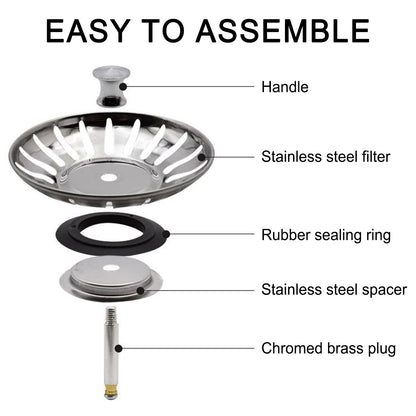 Upgraded Kitchen Sink Plug Strainer Stainless Steel Strainers Sink Plugs Replacement Drain Stopper for Food/Hair Catcher - UK Sinks Hole Diameter