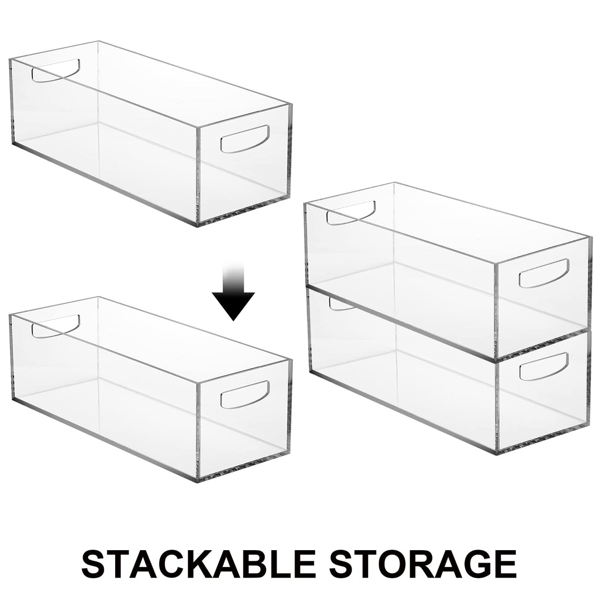 Frcctre 2 Pack Acrylic DVD/CD Storage Box, Clear DVD Holder Case with Handles Holds 27 pcs, Stackable Storage Container Shelf Organizer Bin for CDs