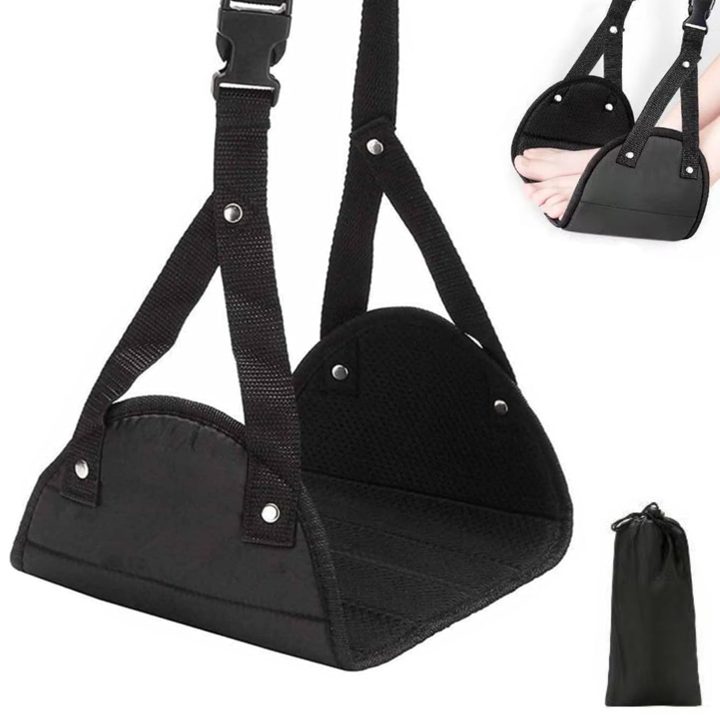 ZHAOYCSH Airplane Footrest - Portable & Adjustable Under Desk Foot Hammock for Long Flights