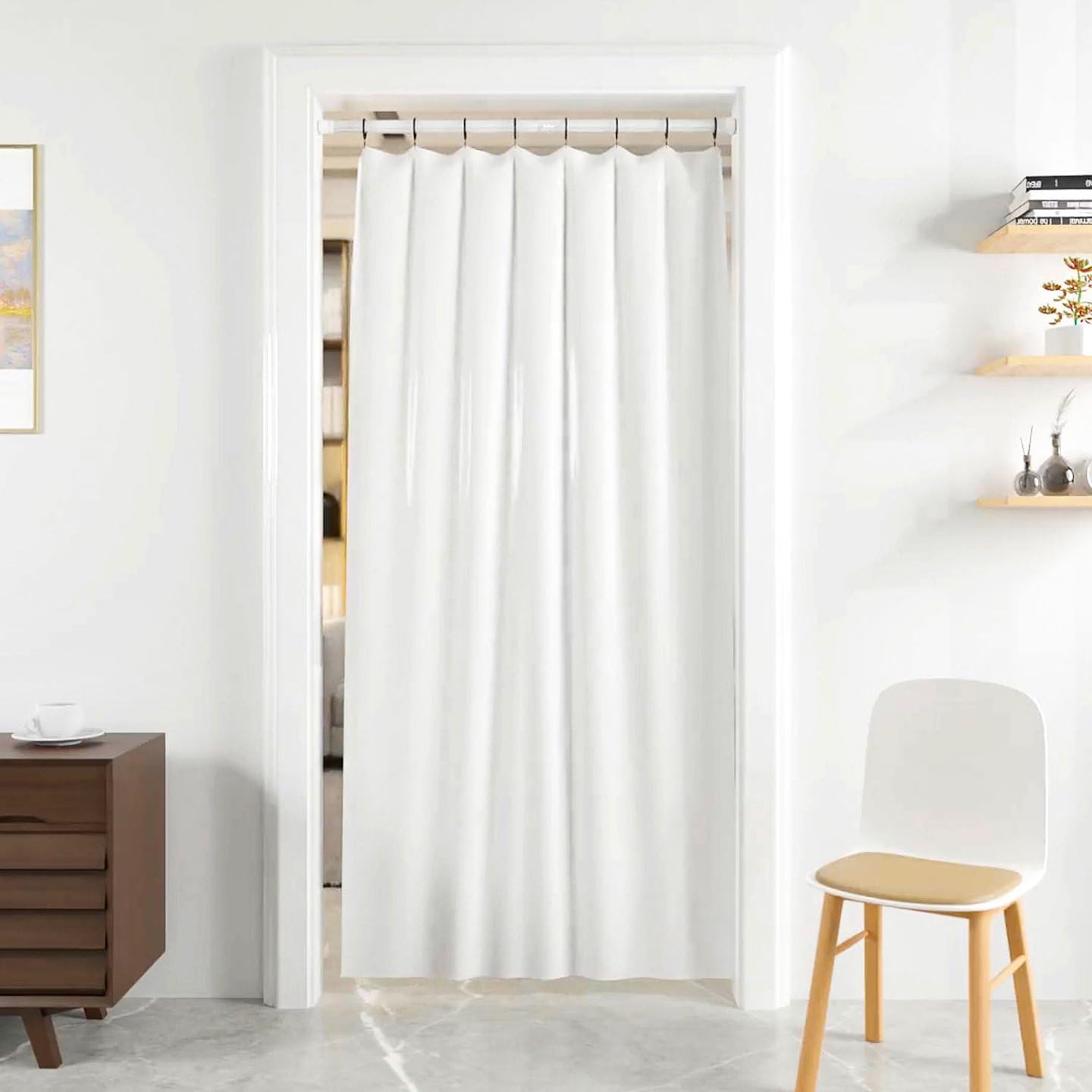 Shower Curtain Pole Extendable No Drill Curtain Poles White Curtain Rods Extendable For Windows,Bathroom,Wardrobe,Kitchen Closet Door White 83-145CM