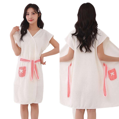 IFUDE Womens Wearable Bath Towel With Pockets Bathrobe Bath Towel Wrap Bathtub Shower Dress Absorbent Bathing Skirt for Sauna Spa Shower, Bath Towels