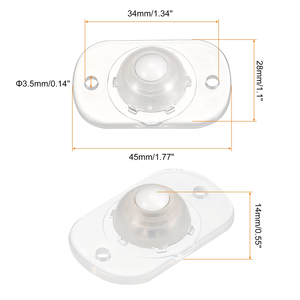 sourcing map Self Adhesive Caster Wheels, Mini Swivel Paste Universal Pulley for Bin Bottom, Trash Can, Electronic (Pack of 4 -Clear)