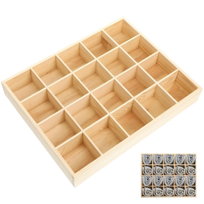 DOITOOL Wooden Drawer Organiser, Wooden Compartment Tray, Sock Organiser, Underwear Storage Case with 20 Compartments Stackable Drawer Organizer Box