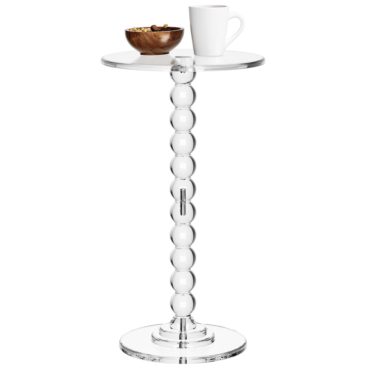 Dewrhiixe Acrylic Round Side Table, End Table with Pedestal Stand Drink Table Martini Accent Table Nightstand for Living Room, Bedroom Balcony