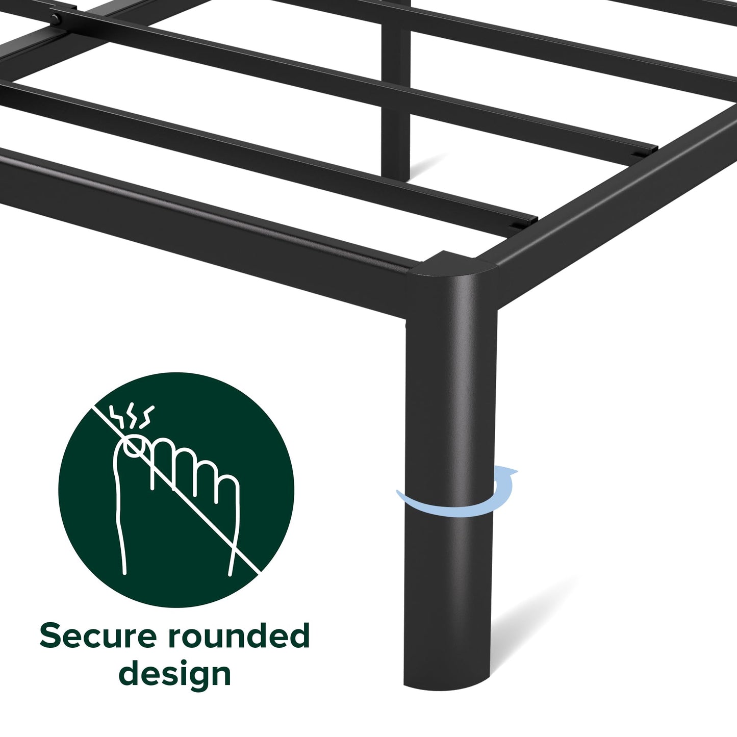 Zinus Van Double Bed frame - Bed 135x190 cm - 41 cm Height with Underbed storage - Metal Platform Bed frame with Steel slat support - Black