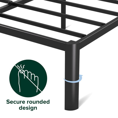 Zinus Van Double Bed frame - Bed 135x190 cm - 41 cm Height with Underbed storage - Metal Platform Bed frame with Steel slat support - Black