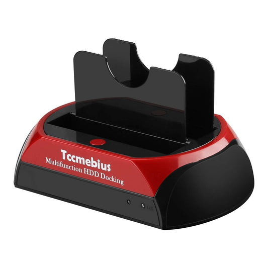 Tccmebius USB 2.0 Hard Drive Docking Station, TCC-S867-UK USB 2.0 to 2.5 3.5 Inch SATA IDE Dual Slots Reader External Enclosure, for 2.5" 3.5" IDE