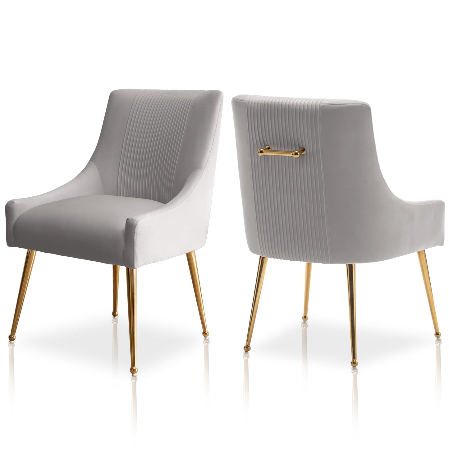 SEYNAR Modern Dining Chairs, Velvet Upholstered Dining Room Chairs with Gold Legs,Tufted Accent Chair Set of 2 for Reception Room Living Room Study