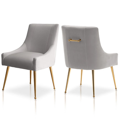 SEYNAR Modern Dining Chairs, Velvet Upholstered Dining Room Chairs with Gold Legs,Tufted Accent Chair Set of 2 for Reception Room Living Room Study