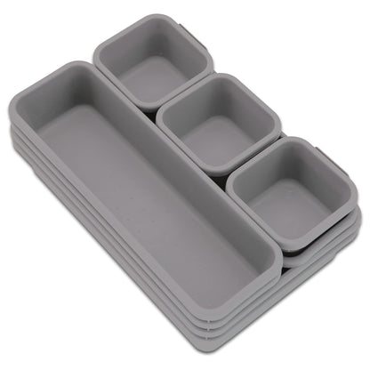 Addis 8pcs Interlocking Drawer Organiser Plastic Storage Trays Dividers for Kitchen Office Desk Make-Up Clothing Jewellery Craft Bathroom organising