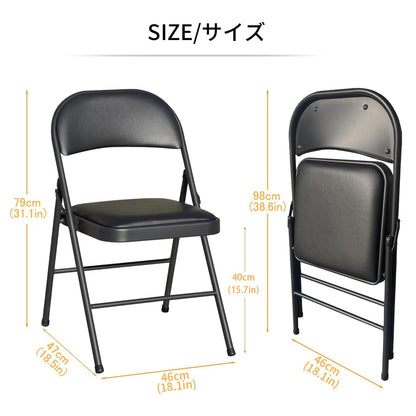 BOOSDEN Folding Chair, Foldable Chair, Set of 4, Faux Leather Fold Up Chairs for Home, Office, Dining, Portable and Compact Metal Frame Folding Seat