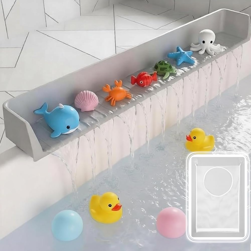 Sycle circle 2.6ft Silicone Bathtub Splash Guard with Toys Storage Bag