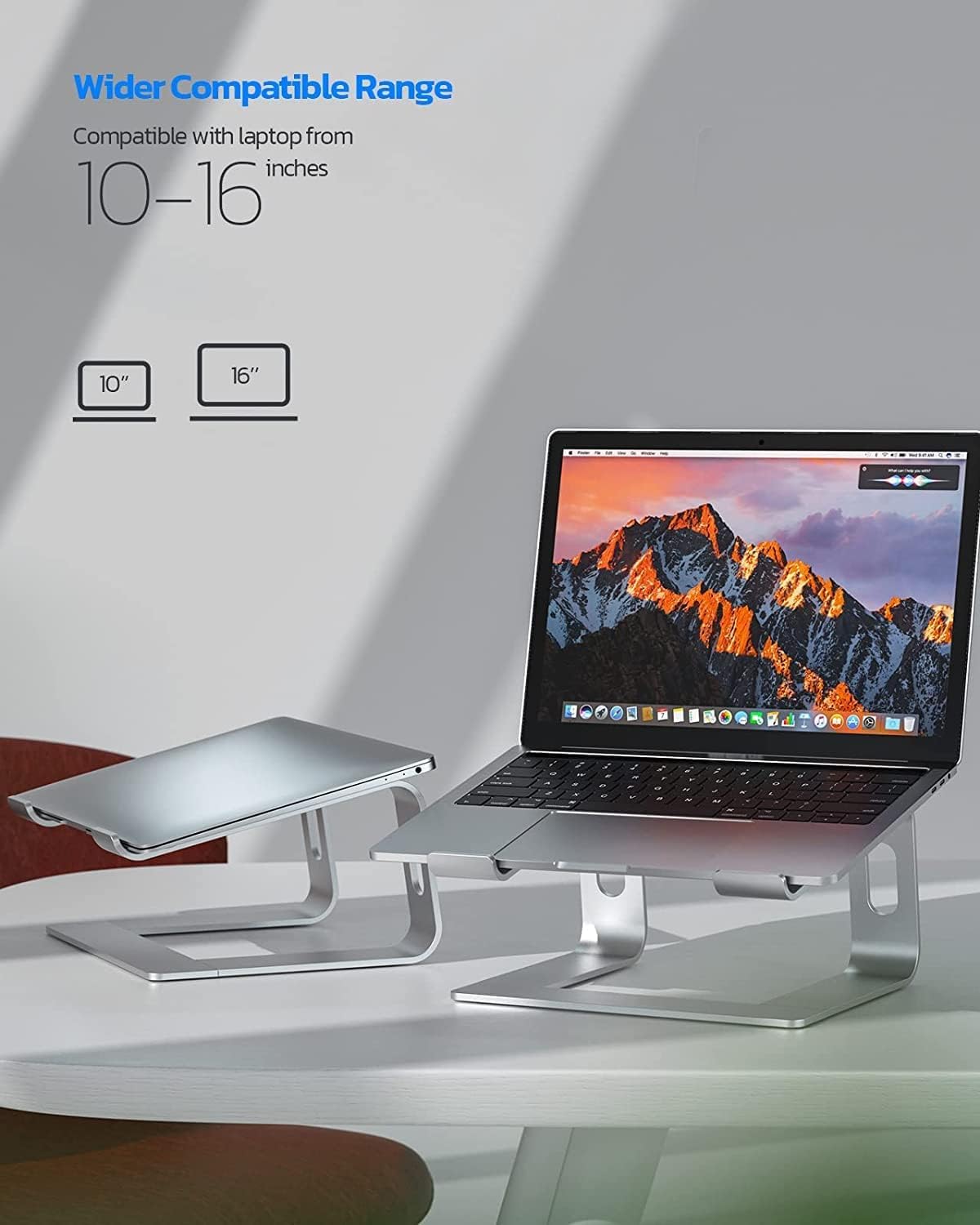 Nulaxy Ergonomic Laptop Stand for Desk, Aluminum Detachable Riser, Silver