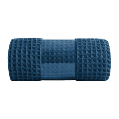 Jamron Pure Cotton Waffle Bath Towel Quick Dry Soft 180x90cm Large Bath Sheet Tassel Shawl SN079108 Blue