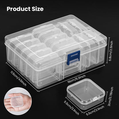 AUAUY Bead Organizer Box, 15Pcs Clear Plastic Storage Containers for Beads