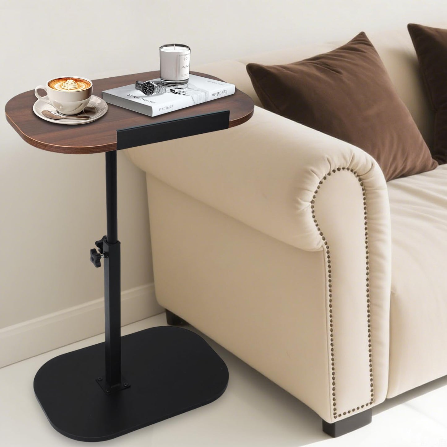 Kiss Me C-Shape Large Side Table Adjustable Height 360 Swivel Detach Baffle