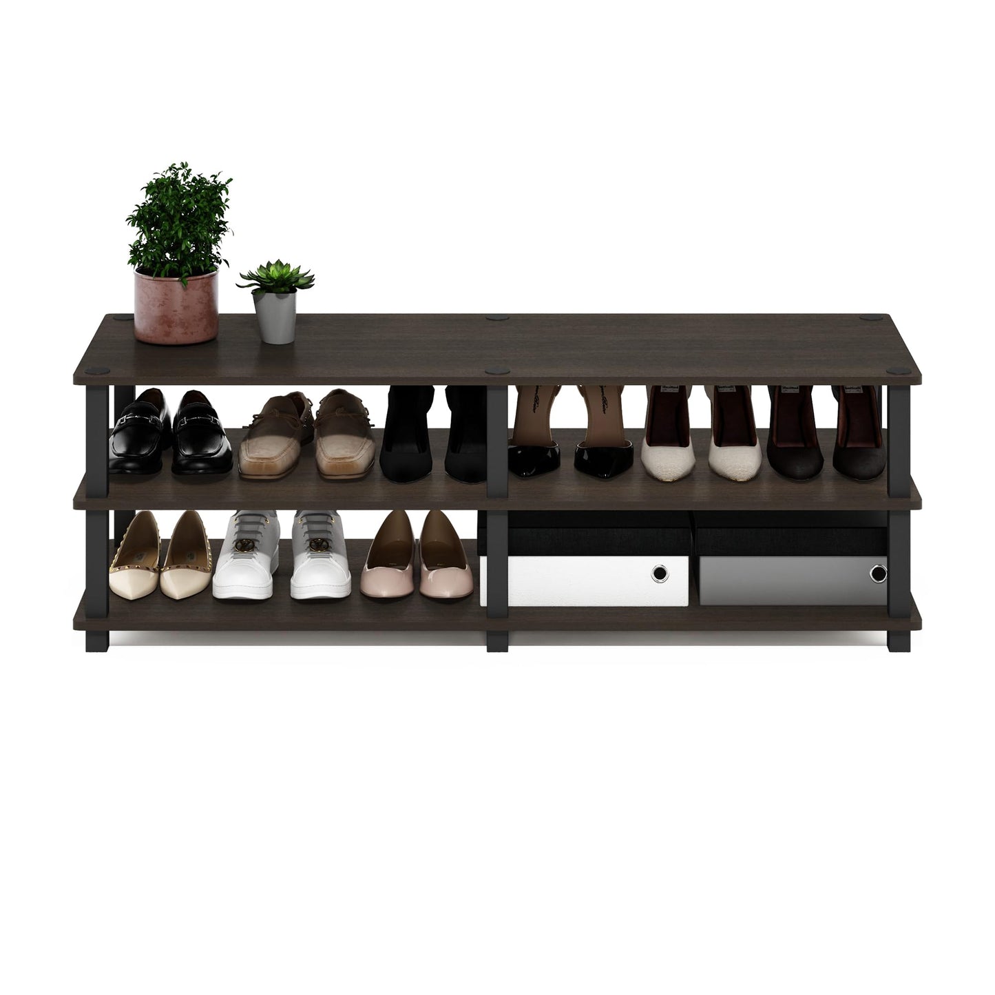 Furinno TURN-S-TUBE Shoe Rack, 3-Tier Shoe Organizer, Shoe Storage Rack with No Tools Assembly, 11.6 x 47.2 x 15.4, for Closet Entryway, Office