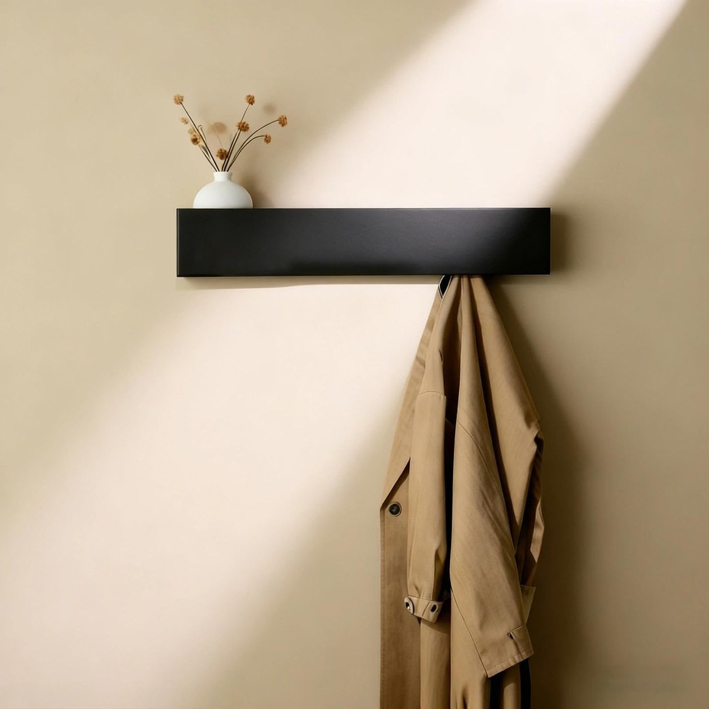 PHMING Coat Rack Wall Mounted, 43.5 cm, Coat Hooks Wall Mounted with Shelf