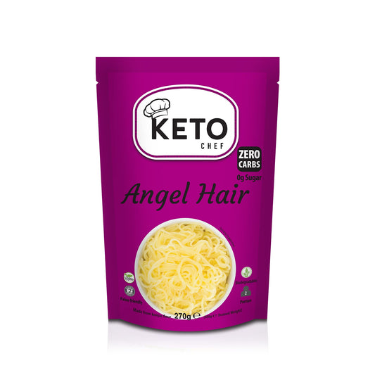 Keto Chef Vegan Angel Hair Noodles (Pack of 6, 270g) ? Free-from & Fat Free, Made of Konjac Flour, Contains Zero Carbohydrates & Sugar, Shirataki, Low