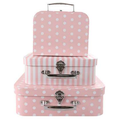 Anndason Set of 3 Paperboard Suitcases Storage Box Storage for Photo Storage Home Decoration, Wedding, Birthday