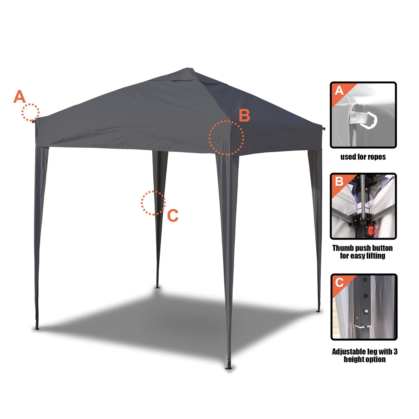 SANHENG Pop Up Gazebo, Pop Up Tent Heavy Duty, Fully Waterproof, All Weather Gazebo ideal for Outdoor Party Camping (3x3m no sides,Grey)