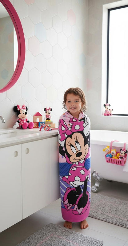 BrandMac Disney Minnie Mouse Beach & Bath Towel 70x140 cm, 100% Cotton | Soft & Absorbent Kids Bath & Swim Towel