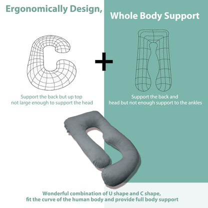 Chilling Home Pregnancy Pillow, 55 inches Maternity Pillow for Pregnant Women, Comfortable J Shaped Full Body Pillow Pregnancy Pillows for Sleeping,