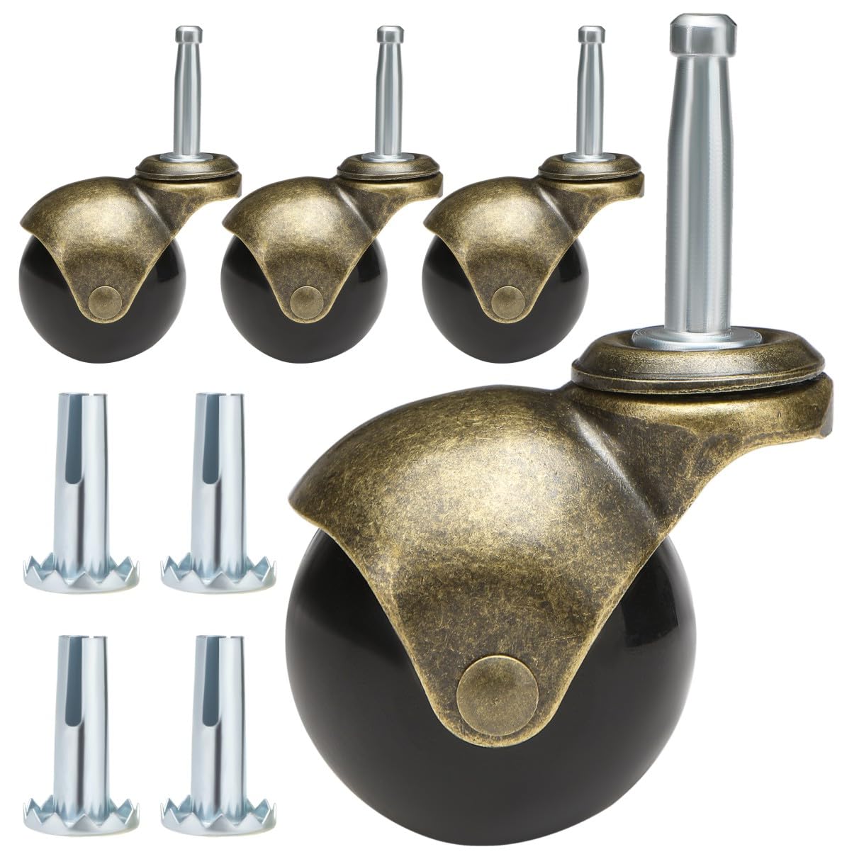 JGJC Stem Casters 2 inch, Ball Casters Set of 4 with Stem (5/16" x 1-1/2")