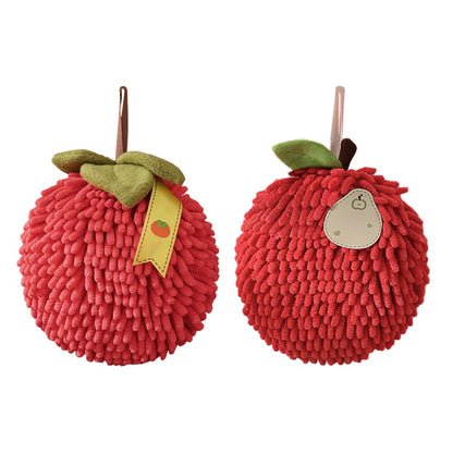 MiOYOOW Hanging Washcloths Ball, 2Pcs Quick-Drying Hand Towel Ball Soft Chenille Handball with Hanging Loops for Bathroom Washstand Kitchen