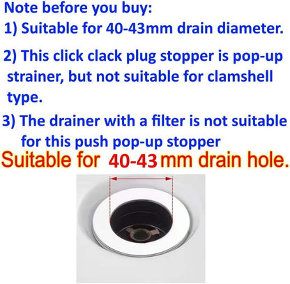 JZK Chrome plated metal 69mm bathtub pop up plug, bath tub plug replacement, click clack stopper for bathtub drain cover, bathtub waste sprung plug