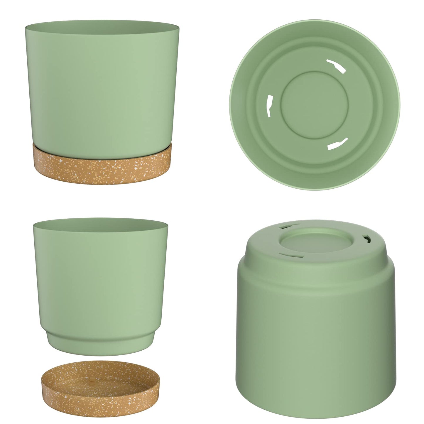 ZMTECH 30.5cm Plant Pots, Modern Planters with Drainage Holes and Detachable Saucer, Plastic Flower Pots for Plants for House Garden Windowsill (Set