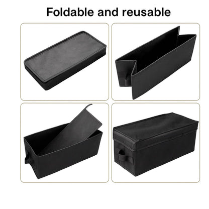 WinHUb CD Storage Boxes Set of 4, Foldable CD DVD Organiser with Lids 35x17x14cm, Holds 30 CDs Full Case, 60 Slim Case or 165 Sleeves