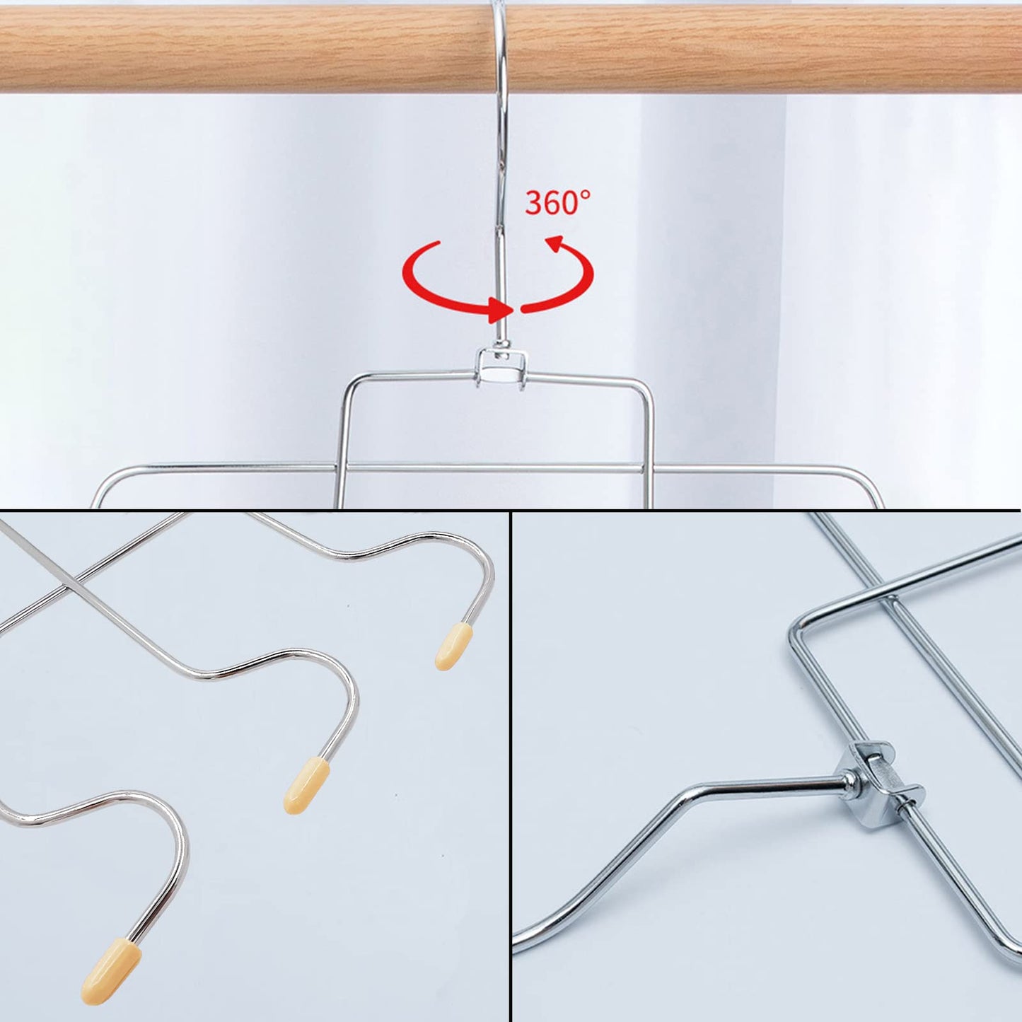 2 Pieces Metal Hangers, Multilayer Hanger, Space Saving Hanger, Foldable, for Tank Tops, Cami, Bra, Swimsuit (Apricot)