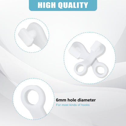 100 Pieces Plastic glider Curtain Hooks for curtains (white,2.7x0.9mm)