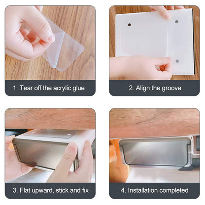 CMOISO Under Desk Drawers, Under Table Drawer, 2PCS Creative Desk Sticker Hidden Drawer, Desktop Organizer Drawer Tray for Home and Office (White)